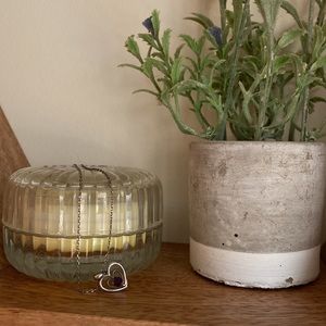 Silver heart necklace with amethyst center